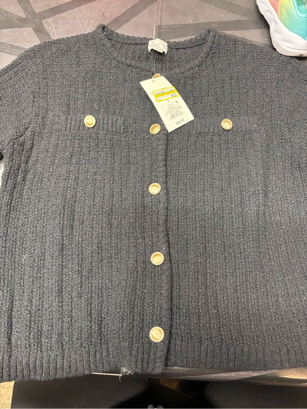 a new day Black Short-Sleeve Button Knit Top with Gold Buttons 139s - Picture 4 of 4